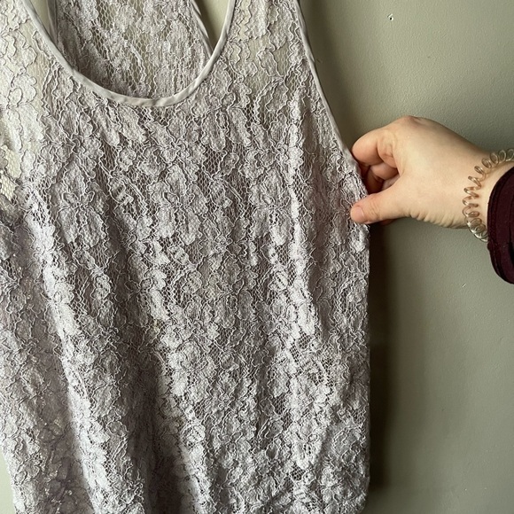 𝅺aritzia Wilfred lilac Madeline Sheer Floral Lace Racerback Tank XXS - Picture 3 of 7